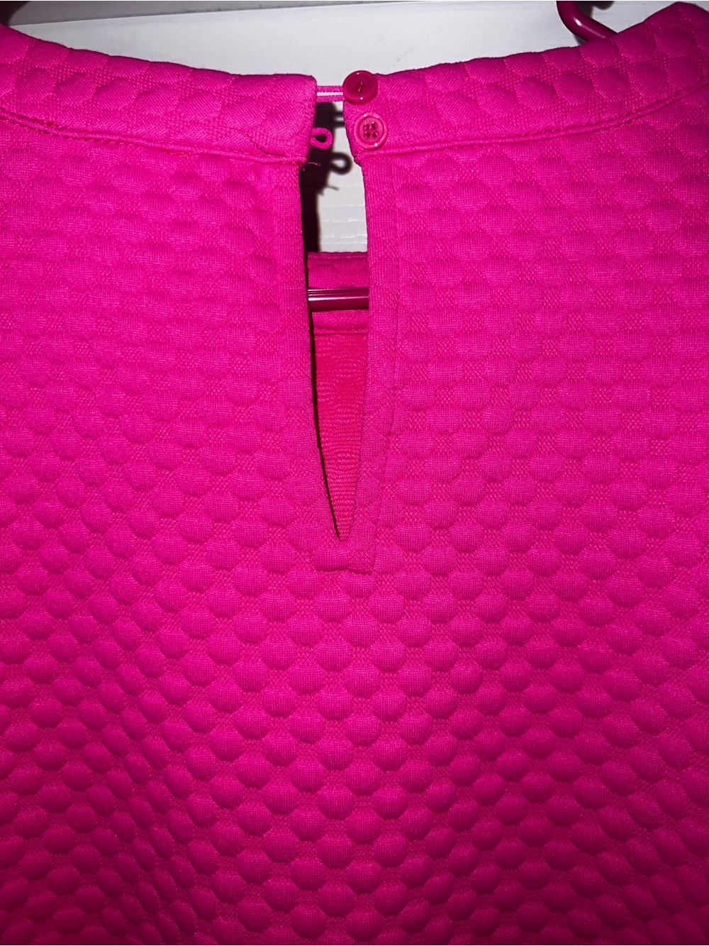 JODIFL Vibrant Pink Textured Quilted Knit Top with Puff Sleeves - Picture 5 of 5